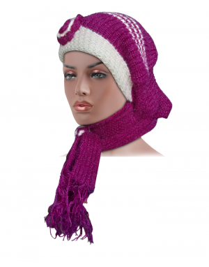 Women Woolen Muffler and Cap for Women purple 